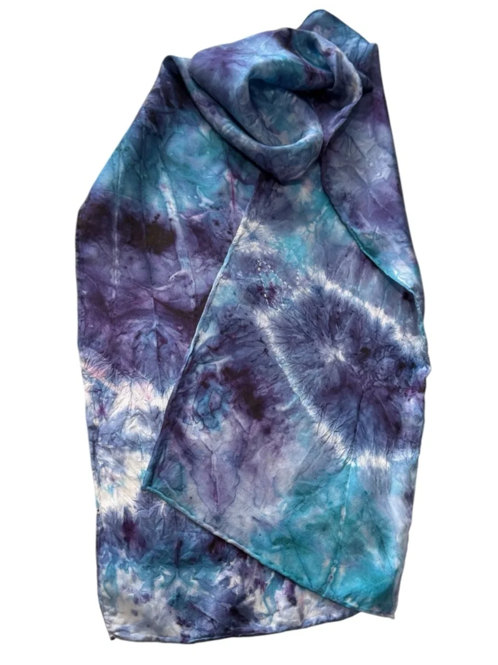 Silk Scarf Belt Tie Dye Boho Festival Coastal Cowgirl Waist Wrap 52” Purple Blue
